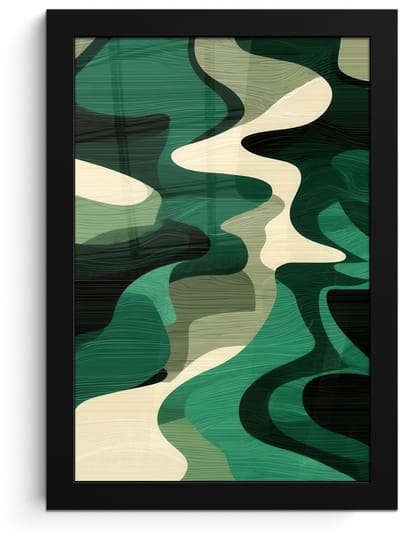 Poster in lijst - Fotolijst 20x30 cm - Posters - Abstract - Camouflage - Groen - Posterlijst zwart - Decoratie - Wanddecoratie woonkamer - Muurdecoratie slaapkamer