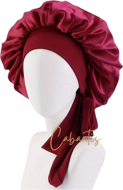 Cabantis® Verstelbaar Bonnet - Satijnen Slaapmuts Unisex – Frizz-vrije Nachtcap met Brede Elastische Band - Satijn Rood