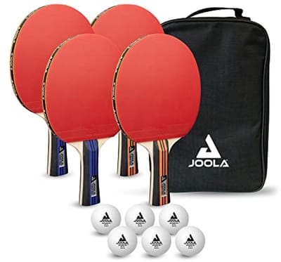 Tafeltennisset voor Gezinnen met 4 Rackets, Tafeltennisballen en Draagtas