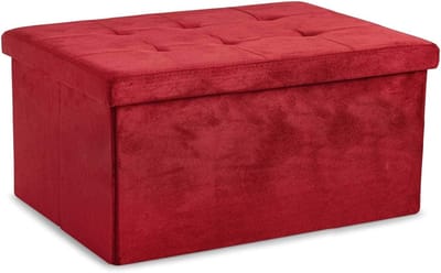 Opbergbank - Zitkruk - Extra Opbergruimte - Dubbelzijdig Velvet - 76x34x34 cm - Geel