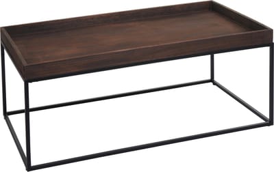 Salontafel MCW-K71, salontafel bijzettafel, massief hout metaal 46x110x60cm ~ donkerbruin