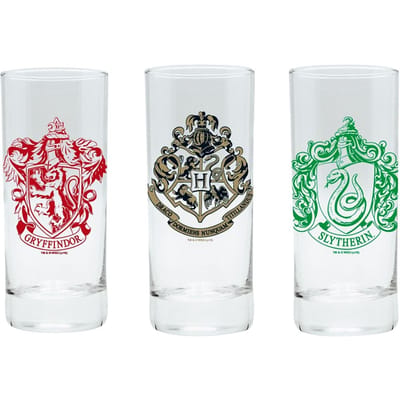 Harry Potter Drinkglas - Hogwarts, Slytherin und Gryffindor - voor Geen - transparant