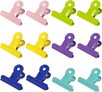 Pack van 12 Kleurige Papieren Klemmen - 30 mm - Metalen Clips voor Kantoor - Thuis - School - Persoonlijke Documentorganisatie - 12 Stuks