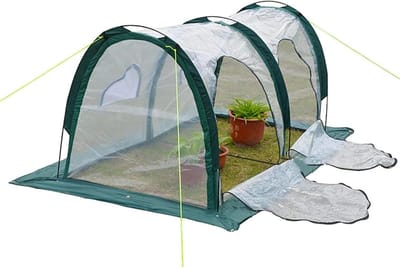 Tuinkas Tunnel - Mobiele Kas - Planten Beschermen - Roldeuren met rits - 200x100x100 cm - Transparant