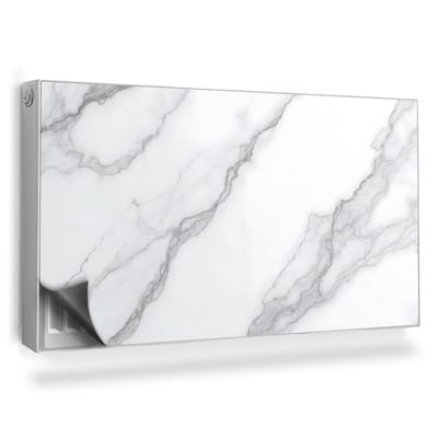 Wallfluent Magnetische Radiatorfolie - Radiator Folie Magnetisch - 110x60 cm - Fijne Marmertextuur Elegante Steen - Radiatorbekleding Max Temperatuur 60 Graden - Wit Marmer Magnetische Radiatorfolie Bescherming
