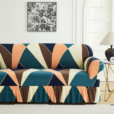stretch bloemen Bankhoes Sofa Hoezen Wasbaar Meubelbeschermer voor Honden Hoekbank rok 1/2/3/4 zits sofa slipcovers small(90-140cm) beige