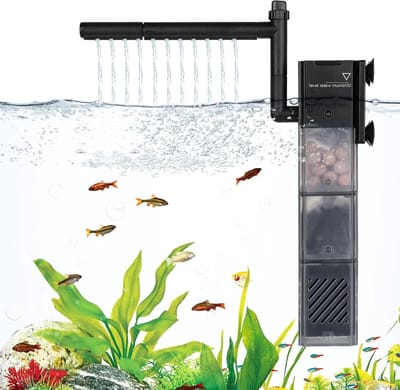 5-in-1 Intern Aquariumfilter met Verstelbare Doorstroming, 3-Fasen Filtratie en Sponsfilter voor Tanks van 100-100 Liter