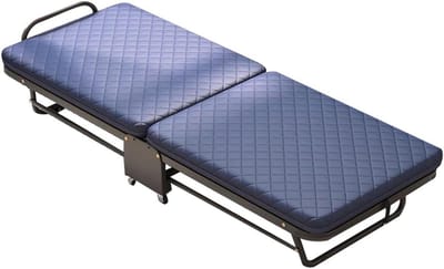 Opklapbed met matras - Logeerbed - Ruimtebesparing - 6-voudig verstelbaar hoofdeinde - 65cm - Blauw
