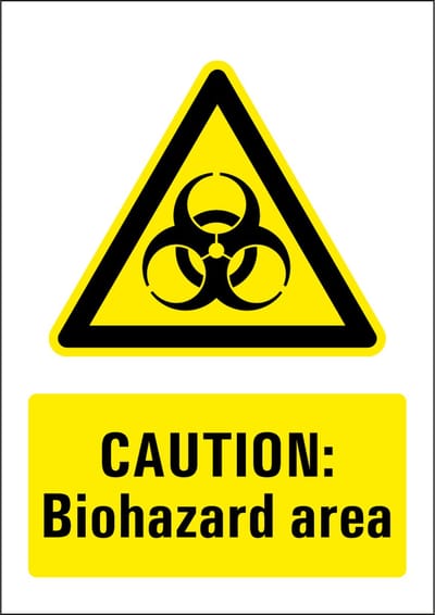 Biohazard area sticker 148 x 210 mm
