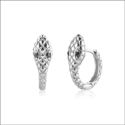 Aramat Jewels | Oorringen | 925 Zilveren Slangen Oorringen 10mm met Zirkonia - Snake Hoops | Zilverkleurig / Zwart | |4mm | Zilver | Kinderen, Volwassenen | Verkleurd niet