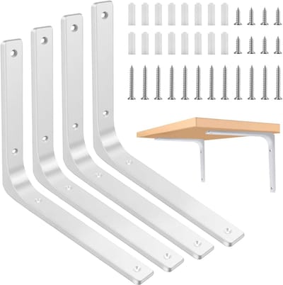 Hoeksteunen voor Planken, 4 Stuks, Zwarte Metalen Plankhouders voor Wandmontage, Stevig en Duurzaam, Ideaal voor Hoekplanken en Wandconsole