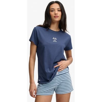 Superdry Heritage Nautical Motif T-shirt Slanke Pasvorm Blauw Grootte: 36