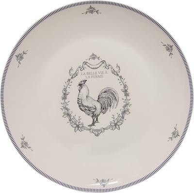 Clayre & Eef Dinerbord Ø 26 cm Wit Grijs Porselein Haan