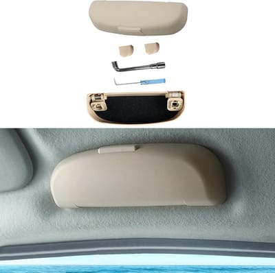 Brillenkoker Auto - Zonnebrilhouder Etui - Veilig Opbergen - Specifieke Organizer - 168 mm gatsteek - Beige