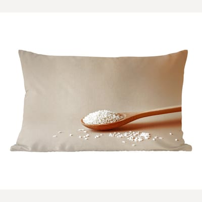 Sierkussens - Kussentjes Woonkamer - 60x40 cm - Lepel - Rijst - Hout - Beige