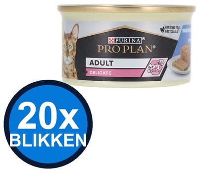 20x Pro Plan - Cat Mousse Delicate Kalkoen - Kattenvoer Natvoer - 85 g
