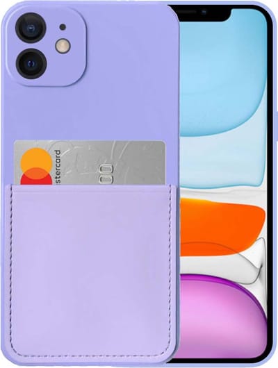 Smartphonica iPhone 11 siliconen hoesje met pashouder en zachte binnenkant - Paars geschikt voor iPhone 11