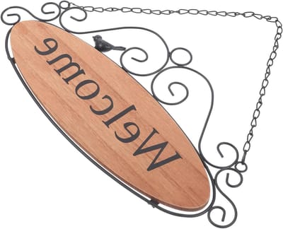 Decoratief Welkomstbord - Houten Deurhanger - Huis Decoreren - Rustieke Uitstraling - 31x26x1CM - Lichtbruin