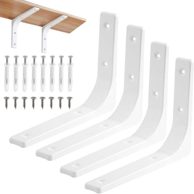 4 Stuks Hoeksteunen voor Planken, 90 Graden Metalen Steunen, Zware Hoekplank Beugels voor Wandmontage, Ideaal voor Opbergruimte en Interieurdecoratie, 200 x 150mm Wit