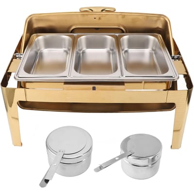 Chafing Dish Roestvrij Staal Buffet Chafer 9L Buffet Catering Voedselwarmer Transparant Glazen Deksel 3 Food Tray