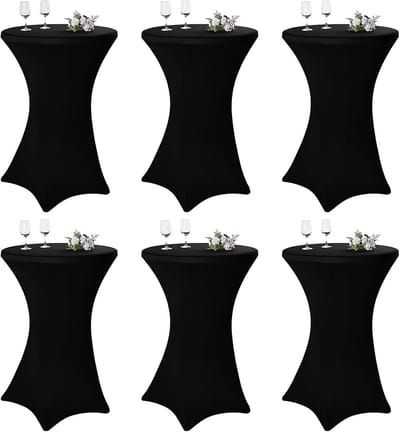 Tafelhoezen - Spandexhoezen - Feestelijke Decoratie - Met Voetvakken - 6 Stuks 81x109 cm - Zwart