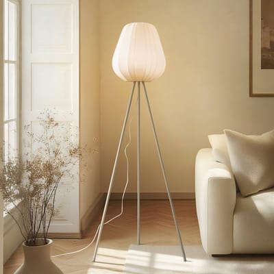 Lindby - vloerlamp - 1licht - Textiel, ijzer - H: 144 cm - E27 - beige