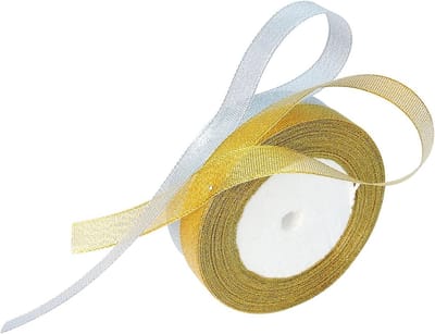 Organza lint 15mm × 44m - 2 rollen voor verjaardag en bruiloft decoratie - Zilver en goud, feestversiering en cadeauverpakking