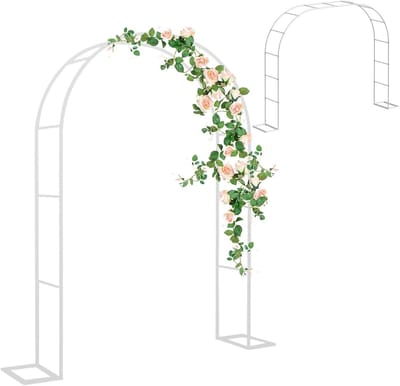 Tuinboog Prieel - Pergola Archway - Bruiloft Decoratie - Roestbestendige Metaal - 2.4m Hoog - Wit