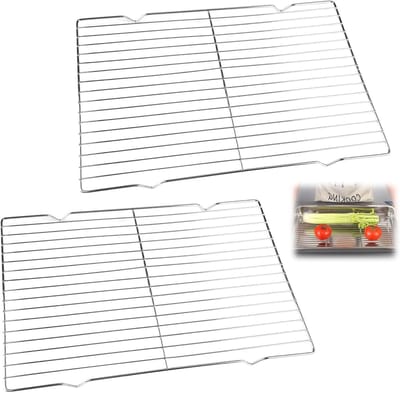 Set van 2 RVS Taartroosters, Koelroosters, Rechthoekig voor Bakken en Filtratie, 31 x 20 x 1.5 cm