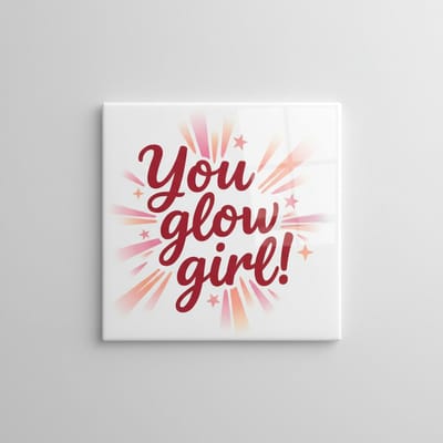 You Glow Girl Tegel – Inspirerende Vrouwelijke Quote – Positieve Woon- & Slaapkamerdecoratie – Keramische Tegel 15 × 15 cm