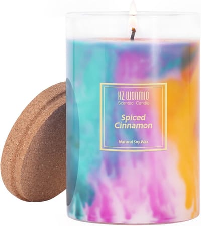 Geurkaarsen Kruiden & Kaneel, Handgegoten Sojawaskaarsen met 90 Uur Brandduur voor Aromatherapie