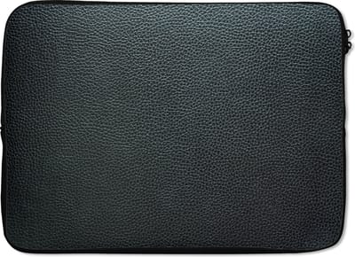 Laptophoes 13 inch - Leer - Structuur - Zwart - Groen - Licht - Laptop sleeve - Binnenmaat 32x22,5 cm - Zwarte achterkant - Back to school spullen - Schoolspullen jongens en meisjes middelbare school - Macbook air hoes - Chromebook sleeve