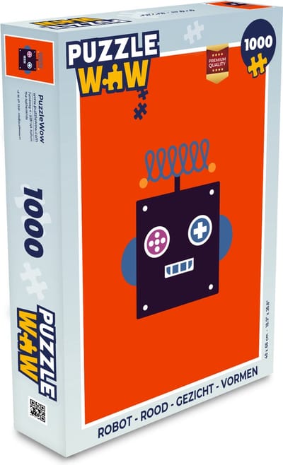 Puzzel Robot - Rood - Gezicht - Vormen - Jongens - Kids - Legpuzzel - Puzzel 1000 stukjes volwassenen
