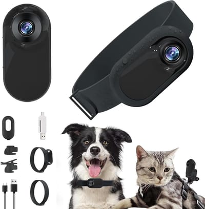 Huisdier camera halsband - Huisdier tracker - Momenten vastleggen - 170 graden groothoek - 1080p HD - Blauw