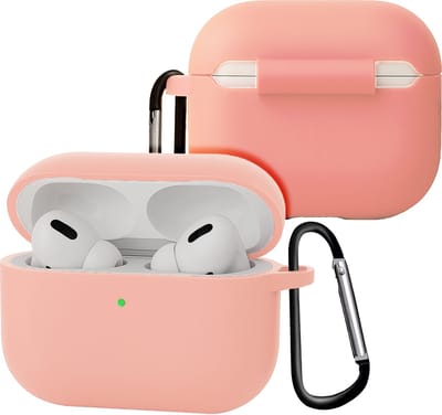 Case - Geschikt voor Apple Airpods Pro 3 - Siliconen Hoes met Clip - Silicone Hoesje Cover - Lichtroze