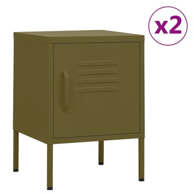 vidaXL - Nachtkastjes - 2 - st - 35x35x51 - cm - staal - olijfgroen