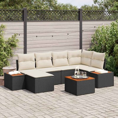 vidaXL Tuin Sofa Set 7 st Zwart poly rattan