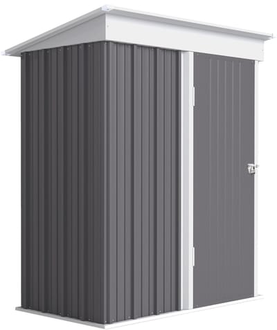 Wishdor - Tuinschuur - Verstelbare Planken En Afsluitbare Deur - Schuin Dak - Staal - Grijs - 161 x 95 x 181 Cm