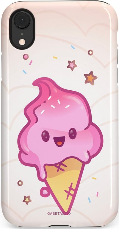 Casetastic Hoesje Geschikt voor Apple iPhone Xr - Stijlvolle Beschermende Duo-layer Case - Roze Kawaii Dessert