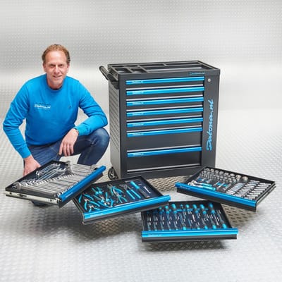Datona® Gereedschapswagen 'Black-Line' 7 laden + 153-delige gereedschapsset - Zwart