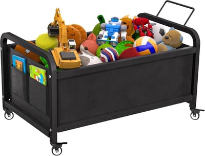 80L grote kinderspeelgoeddoos met wielen, speelgoedkist opbergorganizer voor peuters, jongens, meisjes, speelgoedopbergbak voor knuffeldieren, speelkamer, slaapkamer, kinderkamer, woonkamer