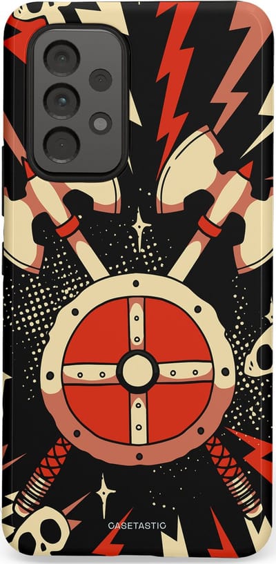 Casetastic Hoesje Geschikt voor Samsung A53 - Stijlvolle Beschermende Duo-layer Case - Zwart Rood Viking