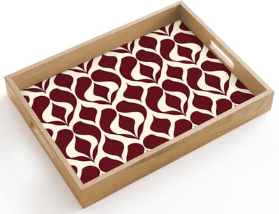 Dienblad hout 40x30 cm - Schootdienblad - Rood - Druppelpatroon - Grafisch - Borrelplank rechthoek - Plateau dienbladen