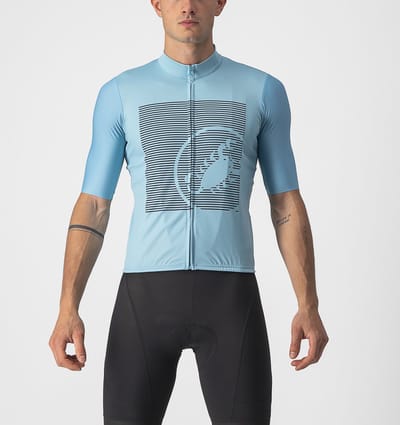 Castelli Fietsshirt Korte Mouwen Heren Turquoise Blauw - BAGARRE JERSEY CELESTE SAVILE BLUE-2XL