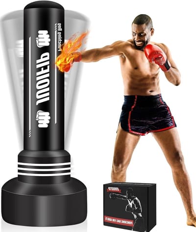 Vrijstaande bokszakken 175 cm voor volwassenen - zware bokszak met standaard - staande opblaasbare kickbokszak - training MMA Muay Thai Fitness