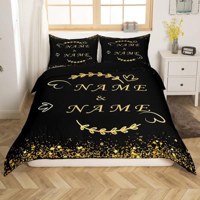 Custom Naam Geliefde Beddengoed Set, Koppel Dekbedovertrek Kamer Decoratie, Romantisch Cadeau Dekbedovertrek Gepersonaliseerde Dekbedovertrek Kussensloop AU King(245x210cm)