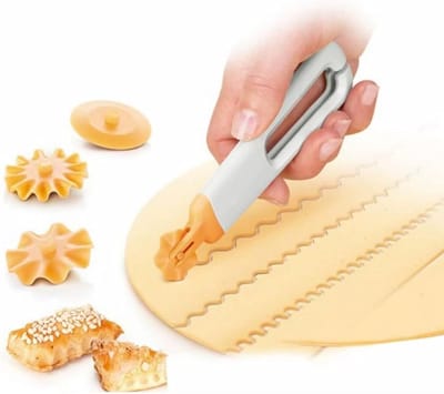 4-in-1 Fancy Broodsnijder Snijgereedschap - Multifunctioneel Keukengereedschap - met Ergonomische Handgreep - voor Bakken, Koekjes, Pasta en Pizzadeeg - voor Thuiskeuken, Restaurantproductie - Geel