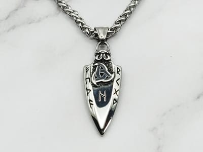 Mei's - Viking Runic Spear - ketting heren - runen - RVS zilver - 60 cm