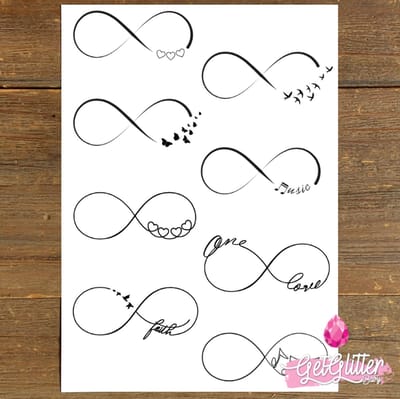 GetGlitterBaby® - Henna Plak Tattoos / Tijdelijke Tattoo / Nep Tatoeage / Fake Temporary Tattoo / Festival Tattoes / Temporary Face Body Glitter Tattoo Sticker - Infinity