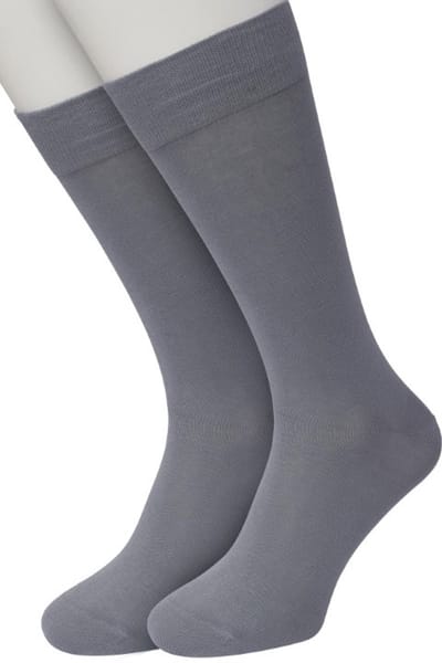 Bonnie Doon Basic Sokken Heren Grijs maat 40/46 - 2 paar - Basis Katoenen Sok - Gladde Naden - Brede Boord - Uitstekend Draagcomfort - Perfecte Pasvorm - 2-pack - Multipack - Effen - Grey - OL6324012.235